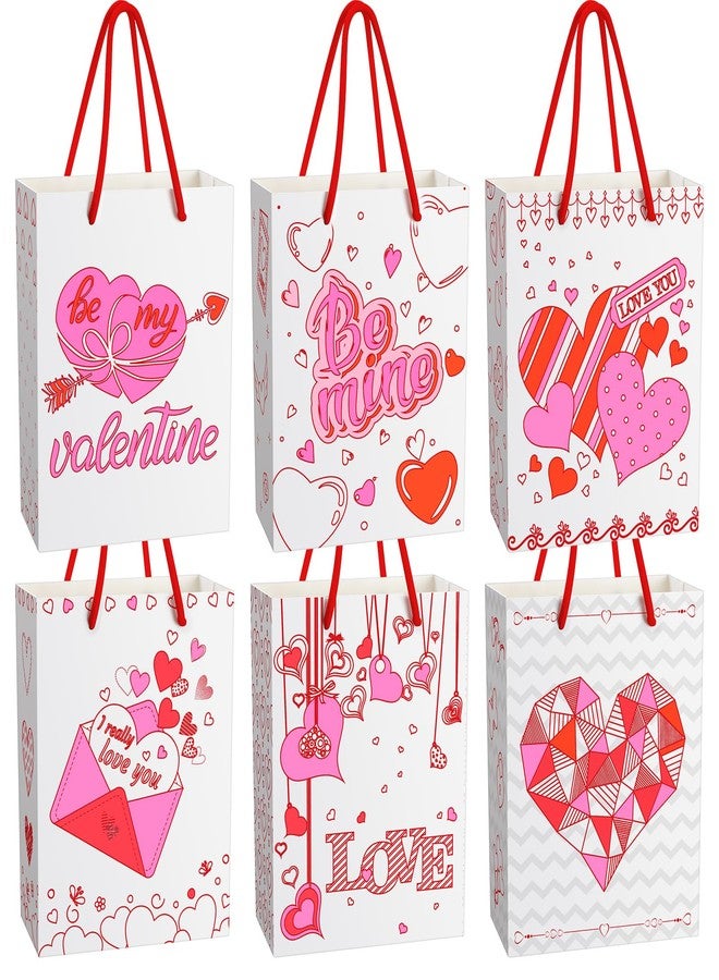 Resholder 24 Pcs Color Your Own Valentine Gift Bags with Handle Heart Paper Candy Goodie Bags to Paint DIY Coloring Crafts Exchange Gifts for Valentine's Day Party Favors - Image 1